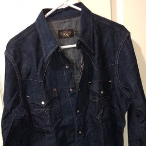 rrl slim fit denim western shirt